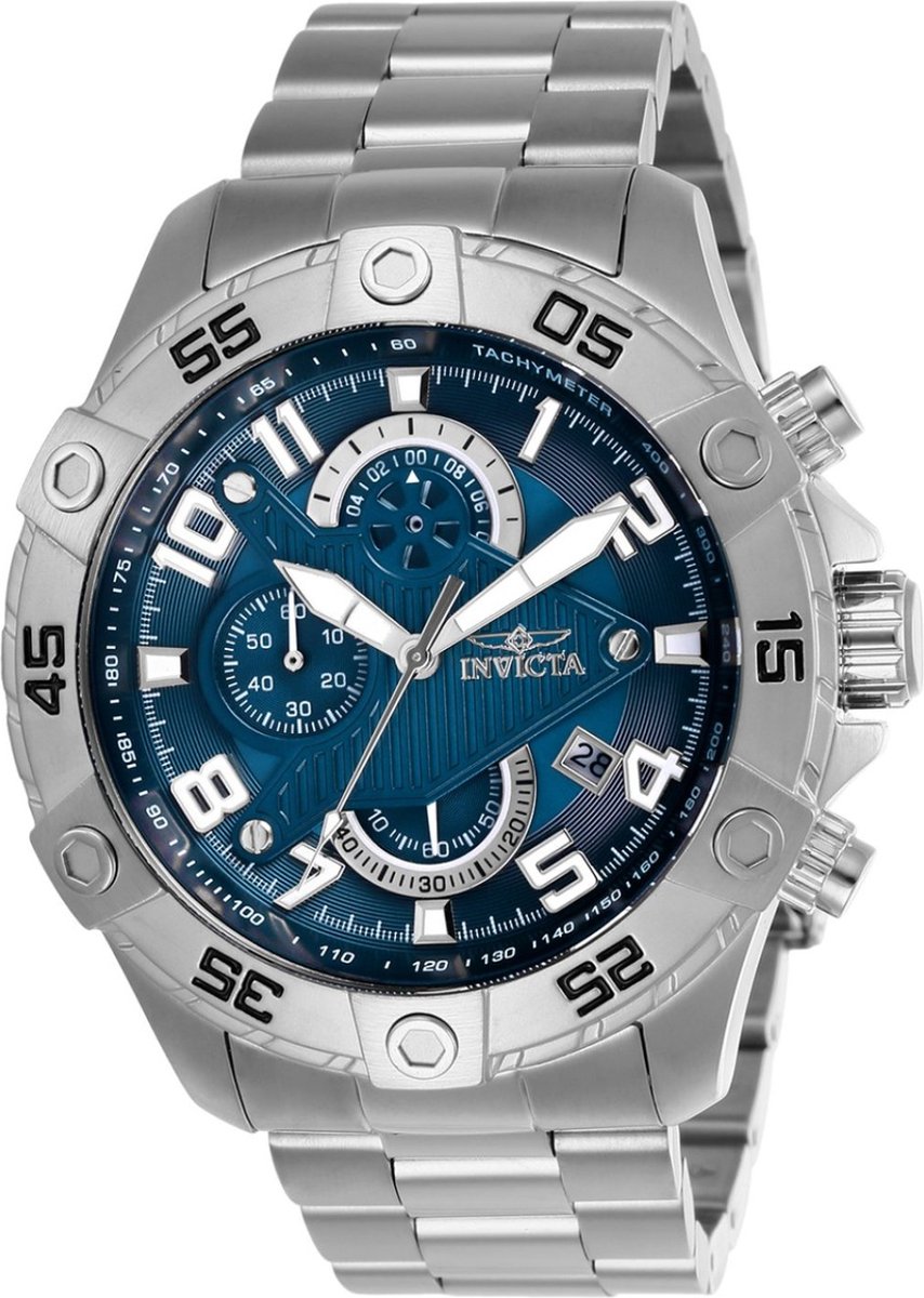 Invicta S1 Rally 26094 Heren Horloge - Waterdicht - Analoog - Quartz Uurwerk - Roestvrij Staal met blauwe Wijzerplaat - 48mm