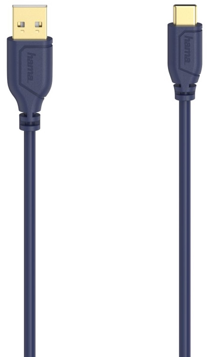 Hama USB-C-kabel Flexi-Slim USB 2.0 480 Mbit/s Blue Depths 0,75 M