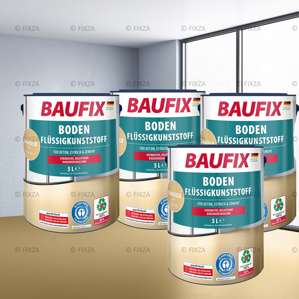BAUFIX Betonverf vloeren Voordeelverpakking zandgeel 60 m²