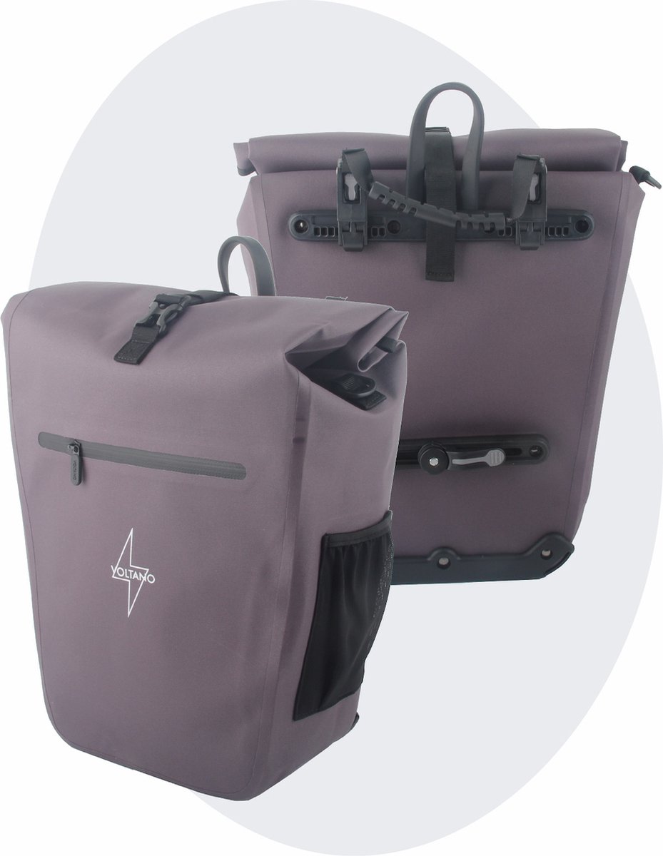Voltano Luxe E-bike Fietstas 28L – Taupe – Pakaftas Met Laptop vak – 100% Waterdicht - Met Schouderband