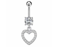 Fako Bijoux® - Navelpiercing - Hart Met Strass - Kristal - Transparant