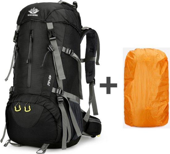 Grote Rugzak 45L+5L - Zwart - Rugzak voor Hiken - Berg beklimmen - Wandelen - Reizen - Met regenhoes