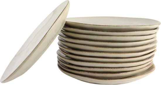 OTIX Dinerborden - Bordenset - 12 Persoons - Beige - 27cm - Keramiek - MAPLE