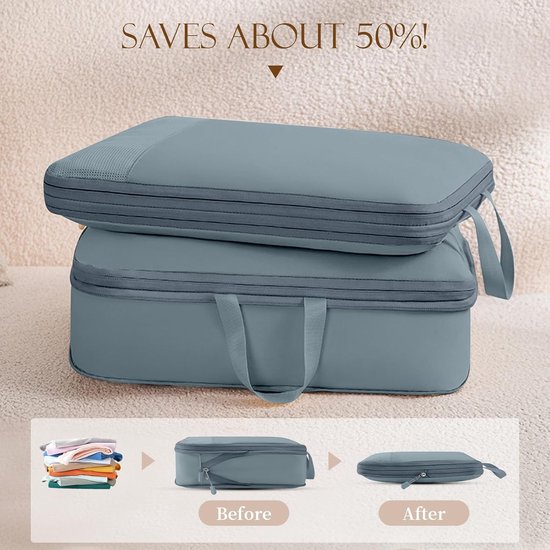 Compressie Verpakking Cubes, 6 Pcs/Set Verpakking Organizers voor Reizen, Uitbreidbare Bagage Organizer Met Toilettas