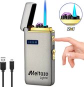 MELTAZO Briquet électrique, briquet à gaz, briquet Electric , briquet à gaz rechargeable, briquet électronique, briquet plasma, briquet feu d'artifice, briquet plasma USB, briquet 2 en 1 pour cigarettes, Bougies de camping – Édition 2024