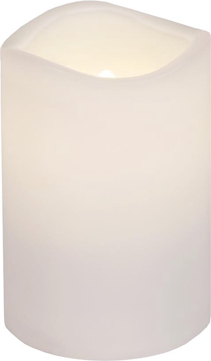 Star Trading Kaars Paul, zuilkaars, wit, LED, timer, warm wit, voor buiten, 11,5 cm