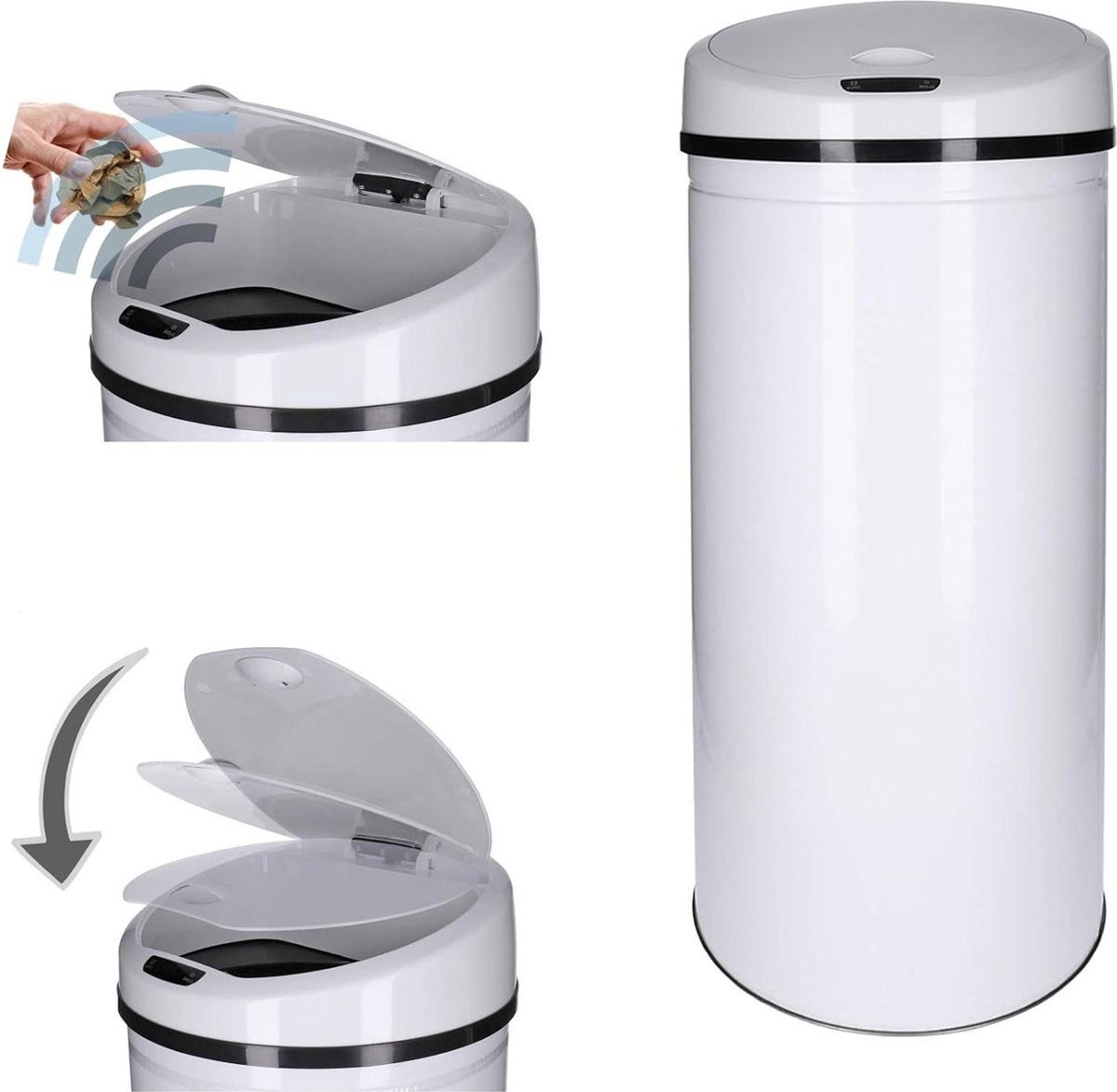 Goedkoopste Prullenbak 60 liter Automatische sensorafvalbak Afvalbakbevestiging Gelakt staal Rond Automatisch openen Sluiten Keukenafval Prullenbak 60 liter