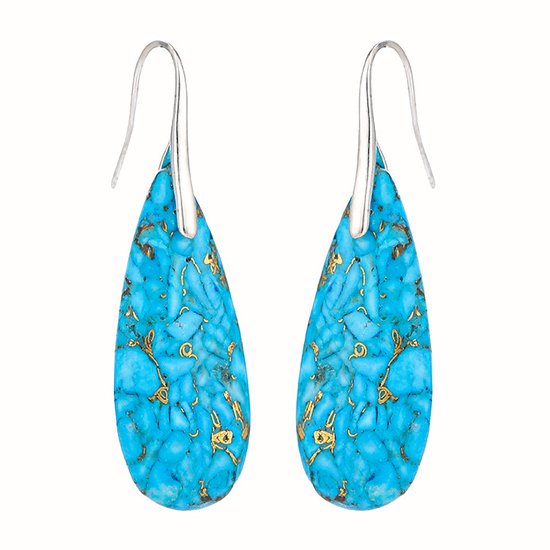 Boucles D'oreilles Cristal Turquoise Et Métal Argenté - Neuf Avec étiquettes, Sans Nickel
