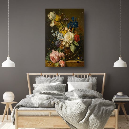 Nature morte aux fleurs - Peinture de Georgius Jacobus Johannes van Os - Peinture de Fleurs - Décoration murale Nature - Tableaux Classique - Toile de Décoration murale - Toile de Peintures 60x90 cm