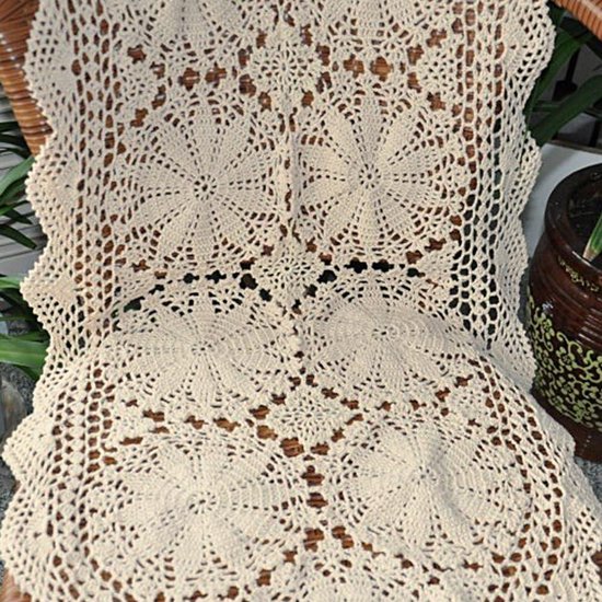 Hand gehaakt kanten bloemen kleedje placemat tafelkleed katoen ronde 70cm beige ronde tafelkleed - online kopen? | Korting tot 19