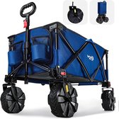 Bol.com Opvouwbare bolderkar met snelspanner - Brede banden - 128 l - 102 kg - Inklapbaar met bekerhouder - Voor camping en stra... aanbieding