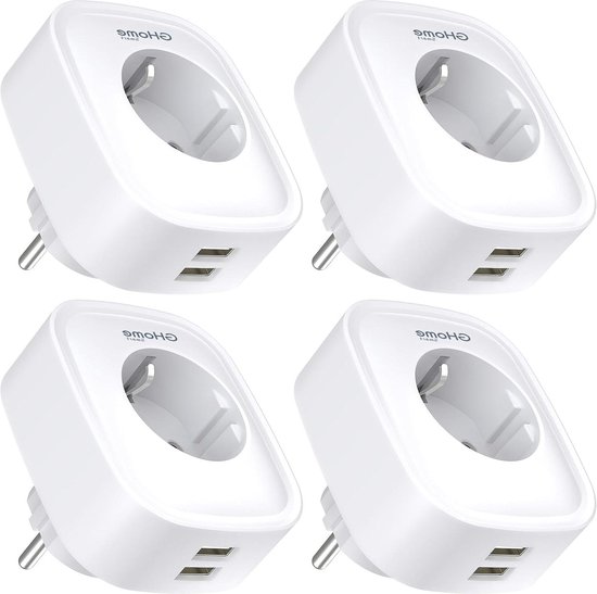 Stopcontact met USB 16 A verpakking van 4 stuks - stroomverbruik meten