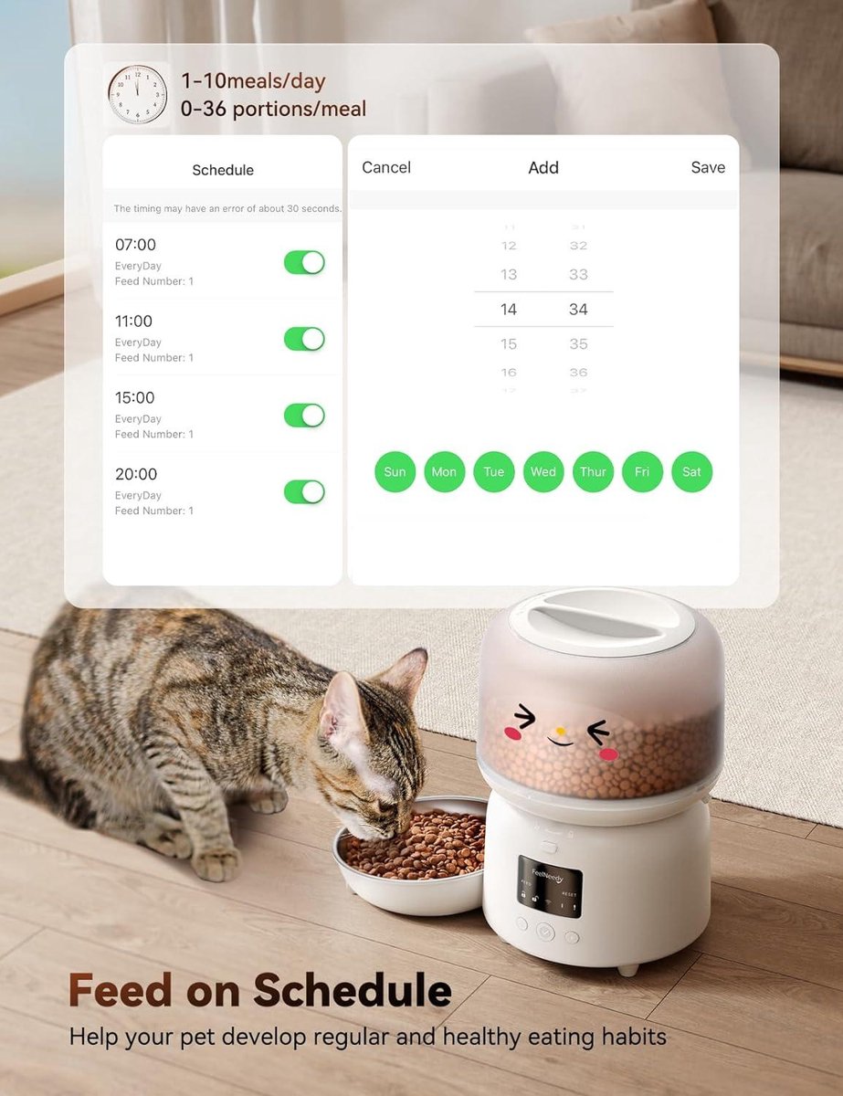 2.4G Cat Feeder met 10 Maaltijden per Dag - RVS 3L (Zwart) - afbeelding 3