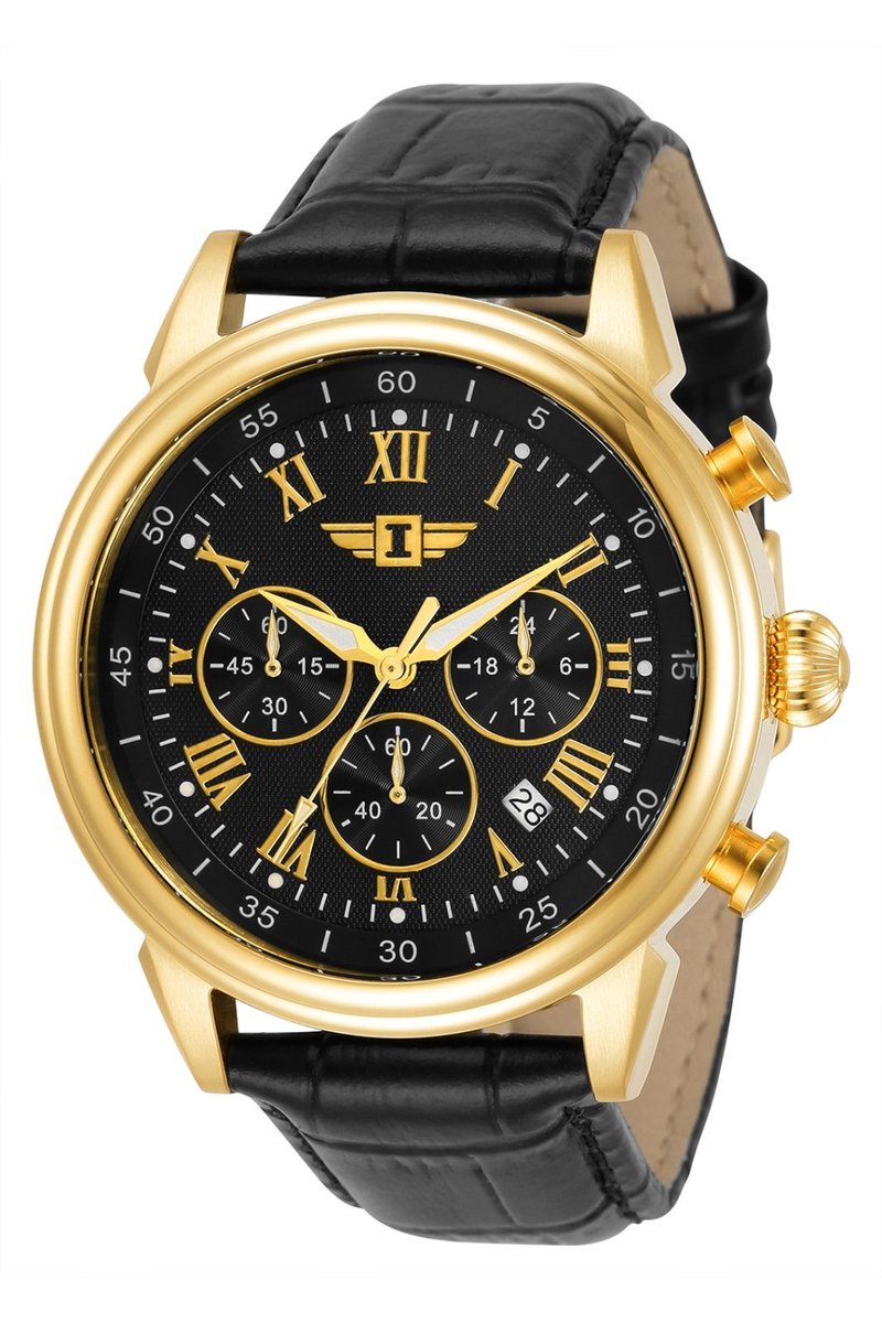 Invicta I by Invicta IBI90242-003 Heren Horloge - Waterdicht - Analoog - Quartz Uurwerk - Roestvrij Staal met zwarte Wijzerplaat - 44mm