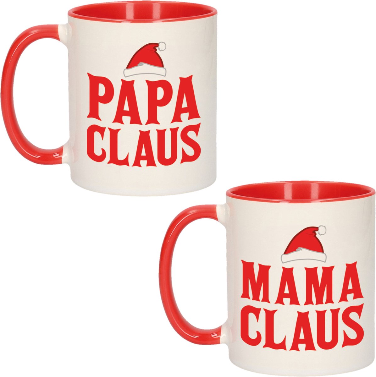 Papa en Mama Claus koffiemokken - drink bekers - kerstcadeau - vader/moeder - 300 ml - Kerstmokken