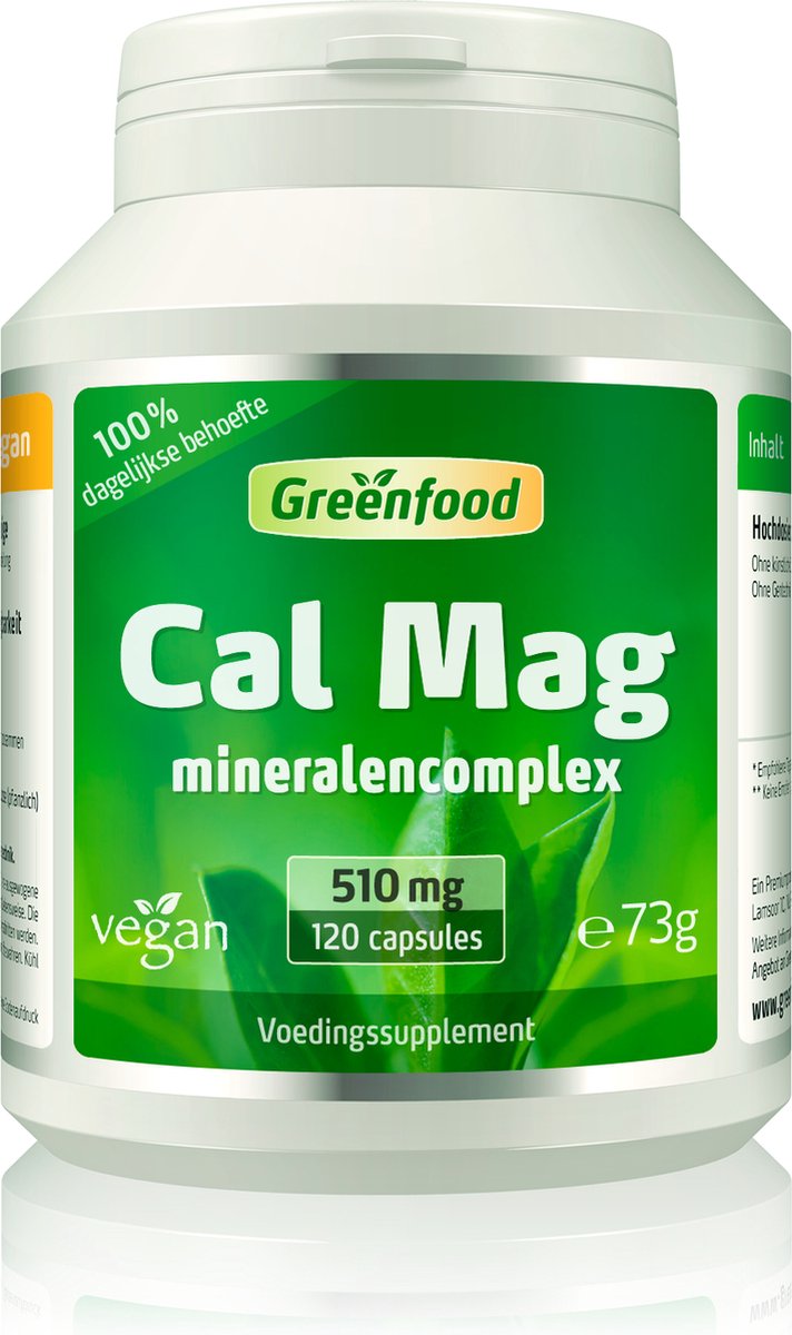 Goedkoopste Greenfood Calcium Magnesium, mineralencomplex, 510 mg, 120 capsules - Zonder kunstmatige toevoegingen. Zonder genetische manipulatie. Veganistisch.