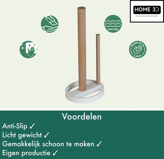 Home 3D - Porte-rouleau essuie-tout Wit - 25cm debout - Durable