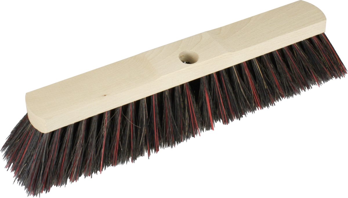 Goedkoopste Buemag Bezemkop - Arenga/Elaston mix - zwart/rood - hard - hout - 40 cm - straatbezem/buitenbezem - bezem