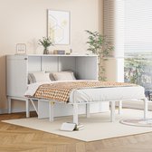 Sweiko Kledingkastbed 140x200 cm, Wandbed met Lattenbodem, Wandklapbed,Verticaal kledingkastbed met lattenbodem, jeugdbed, Wit (zonder matras)