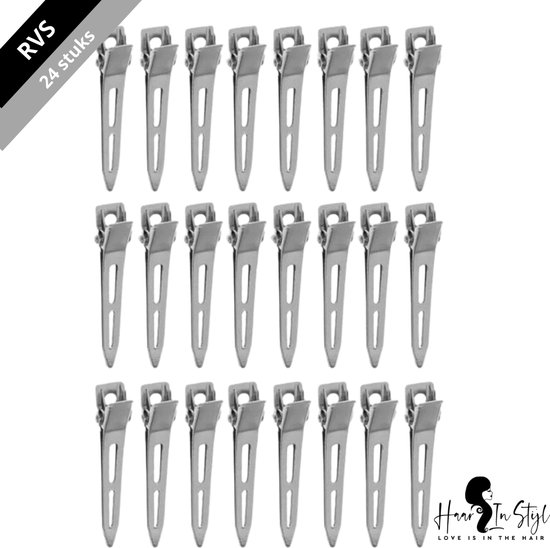 Haar in Stijl® | RVS 24 stuks Volume Haarclips | haarklem | kapper haar tools clips klips klem | Stainless Steel