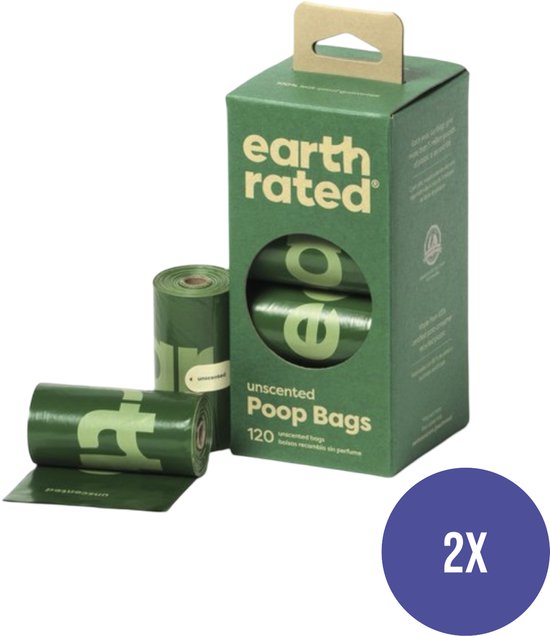 Foto: Earth rated eco poepzakjes geurloos 8 x 15 zakjes 2 stuks voordeelverpakking