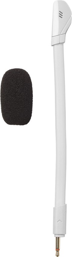 Afneembare witte microfoon voor gaming koptelefoon met schuimkapje.
