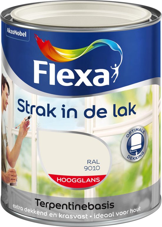 taart Brawl kas Flexa Strak In De Lak Hoogglans (RAL 9010)- Gebroken wit - 1,25 liter |  bol.com