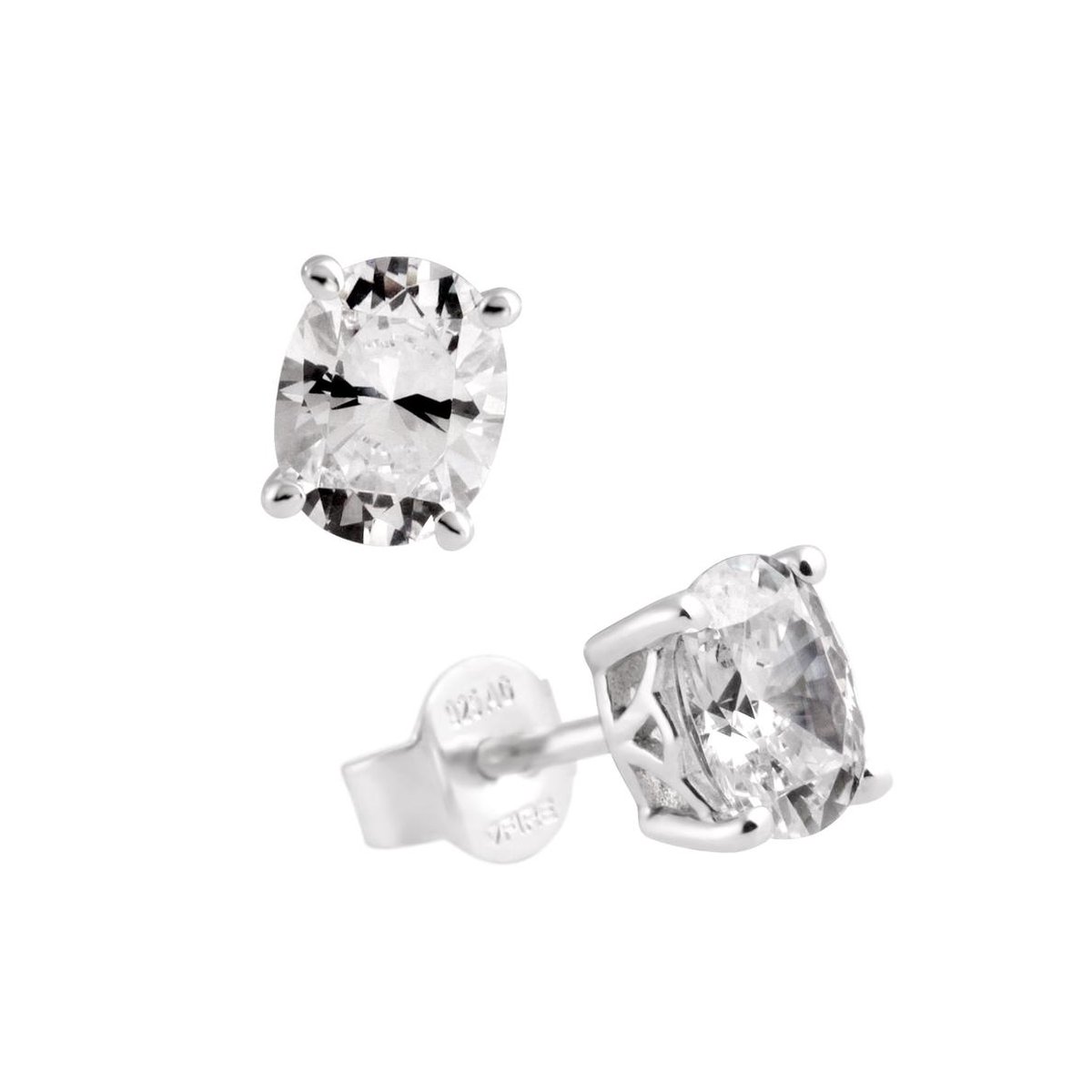 Diamonfire - Zilveren oorknoppen Carats - Zirkonia - Ovaal