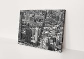 Manhattan | New York | Zwart-wit | Steden | Canvasdoek | Wanddecoratie | 90CM x 60CM | Schilderij | Foto op canvas