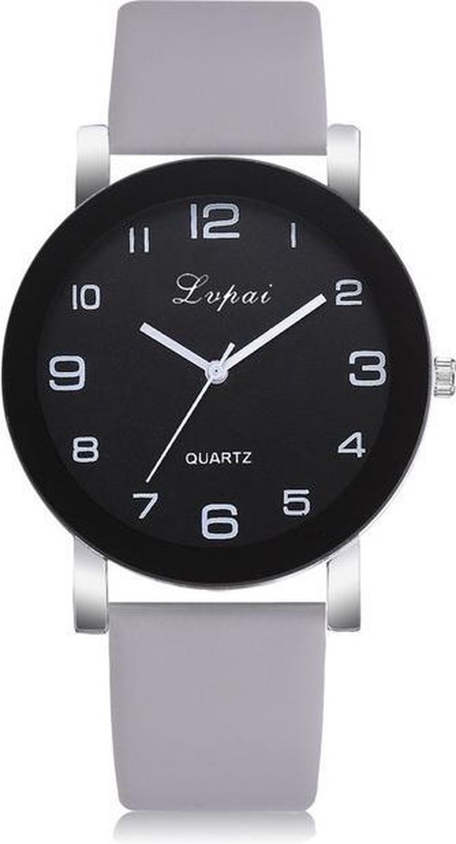 LVPAI Quartz Horloge | Grijs Zwart | PU Lederen Band | Ø 35 mm | Fashion Favorite