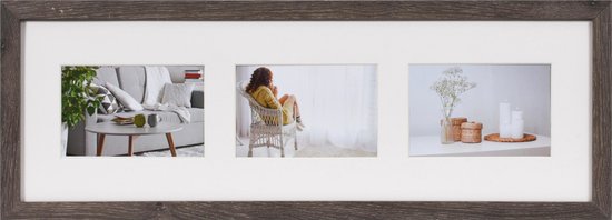 Fotolijst - Henzo - Modern Gallery - Collagelijst voor 3 foto's - Fotomaat 10x15 cm - Donkergrijs