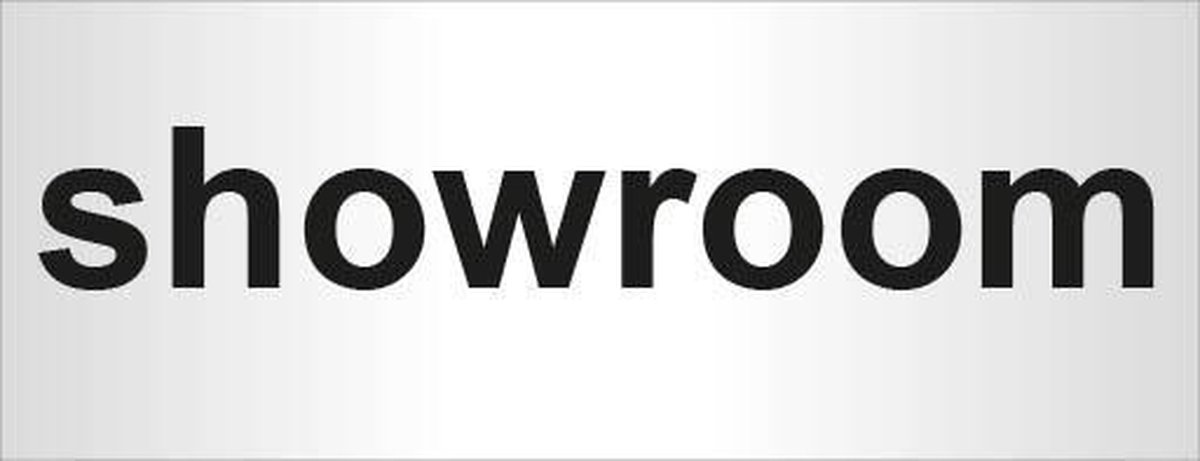 Aluminium deurbordje bedrukt met tekst showroom - 130 mm x 50 mm x 0,5 mm - Deur tekstbordje showroom - Promessa-Design.
