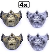4x Halfmasker onderkaak skull zilver en goud