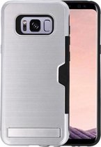 Zilver Tough Armor Kaarthouder Stand Hoesje voor Samsung Galaxy S8 Plus