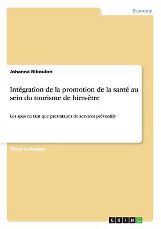Integration de la Promotion de la Sante Au Sein Du Tourisme  ... - cover