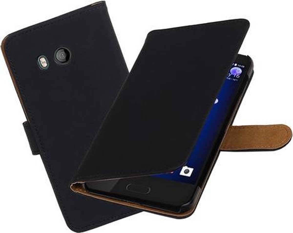 BestCases.nl HTC U11 Effen booktype hoesje Zwart