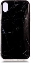 Shop4 - iPhone Xs Max Hoesje - Zachte Back Case Marmer Zwart