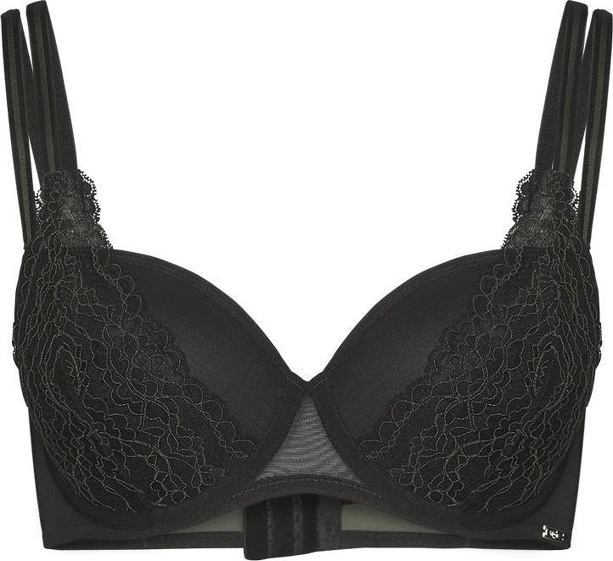 Sapph Sporty Padded Wire Dames Voorgevormde Beugel Bh 2-tone Black Fo-75c