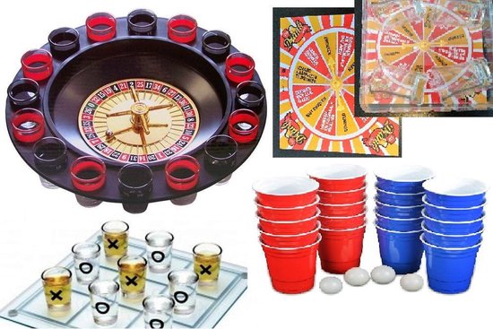 Drankspel set Drinking Roulette, Beer Pong, Spinner Drink, Boter/Kaas/Eieren