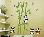 Muursticker bamboe met panda beren
