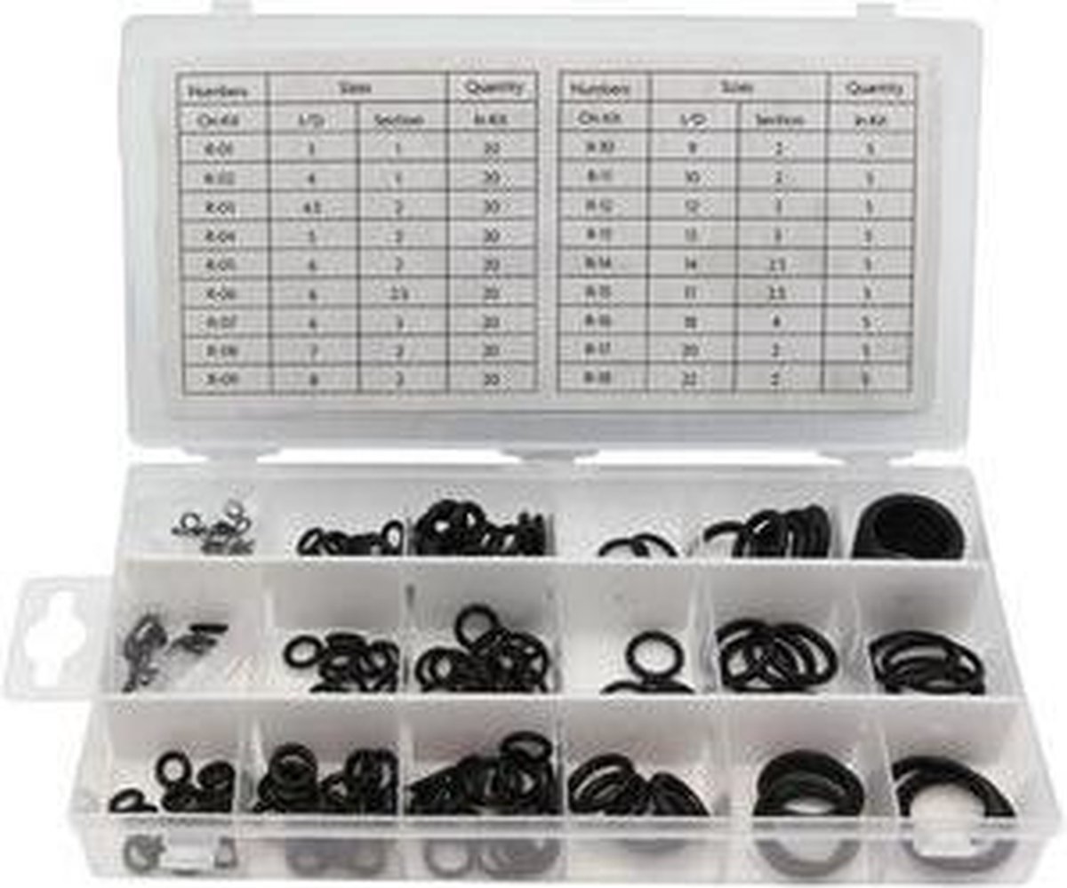 Assortiment intrilrubber o-ringen, metrisch - 225-delig