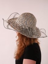 Dames hoed - zwart - wit - sierrand - katoen - polyester