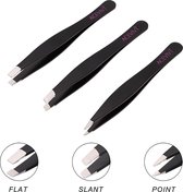 3-Delige Epileer Pincet Set In Etui - RVS Tweezer Epilator / Wenkbrauw Trimmer