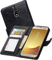 Hoesje Geschikt voor Samsung Galaxy J5 2017 - Portemonnee Hoesje Booktype Wallet Case Zwart + Gratis CSC Touwtjes voor Telefoon Hoesjes, Fluitje of Badge Zwart