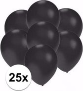 25x Voordelige metallic zwarte ballonnen klein van 13 cm - Feestartikelen en zwarte versieringen
