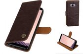 MP Case® PU Leer Vintage Look Mocca Hoesje voor Samsung Galaxy S8 book case wallet case