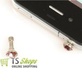 Diamond Bling Earphone Jack anti dust plug Pink voor Apple iPad iPhone iPod