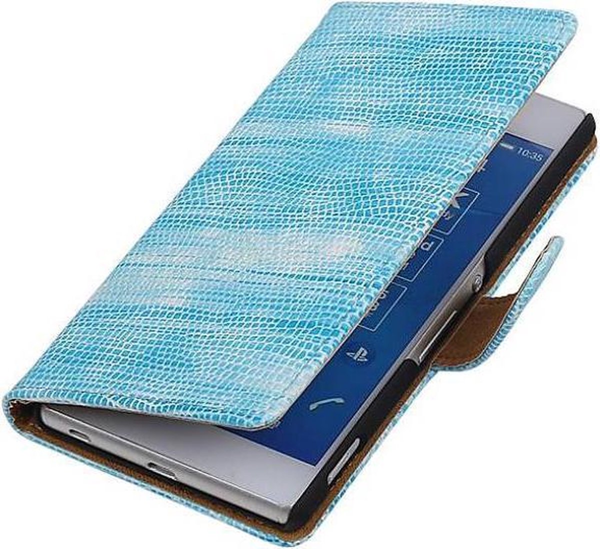 Hagedis Bookstyle Wallet Case Hoesjes Geschikt voor Sony Xperia Z4 Z3+ Turquoise