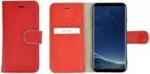 Samsung Galaxy S8 Plus hoesje - Bookcase - Portemonnee Hoes Echt leer Wallet case Effen Rood