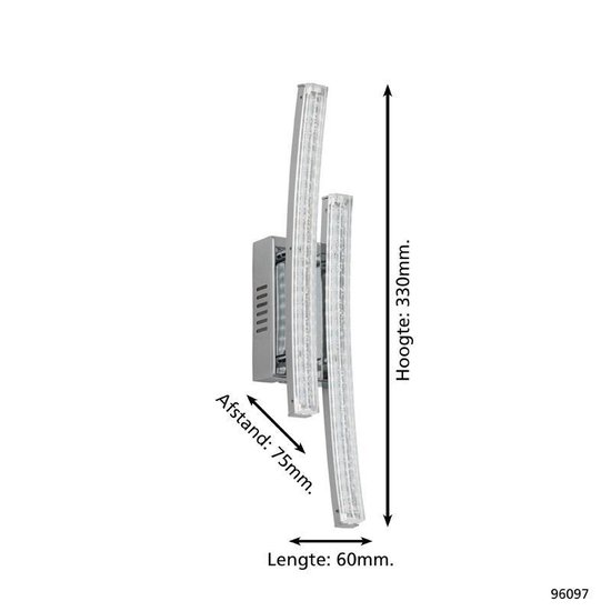 EGLO Pertini - Applique - 2 lumières - Chrome - Transparent